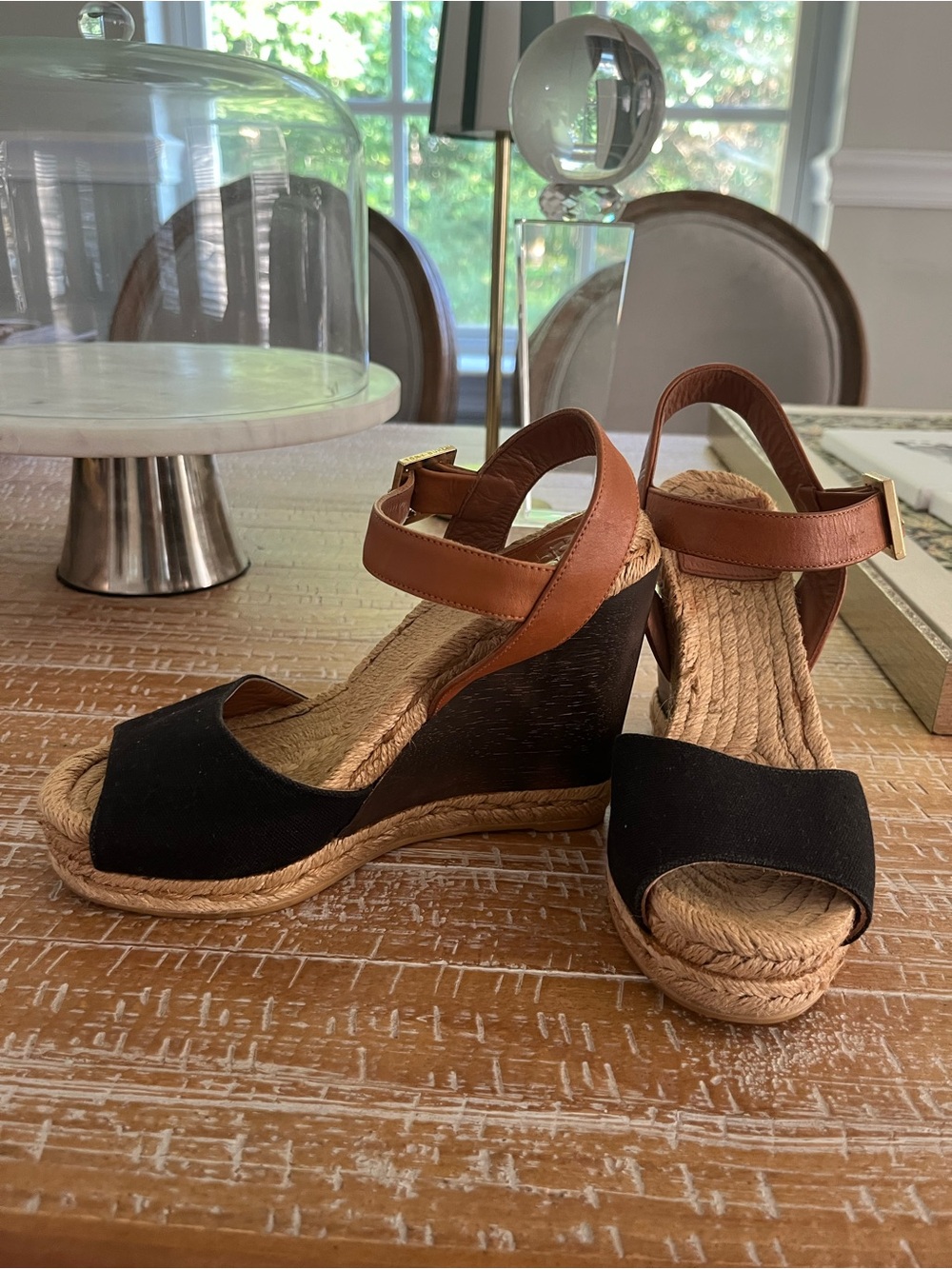 Tory Burch black and Brown Wedge Espadrille wedge - Women's Summer Heels